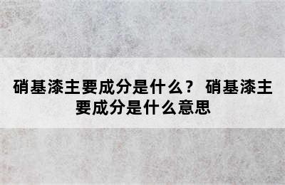 硝基漆主要成分是什么？ 硝基漆主要成分是什么意思